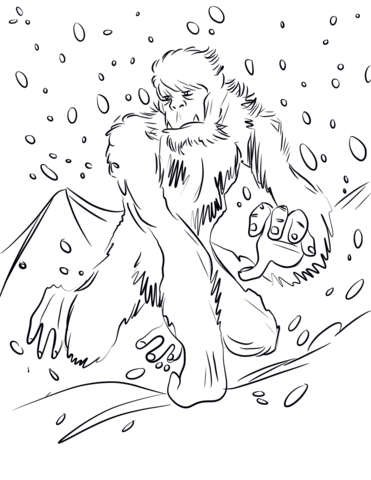 Running Yeti Coloring Page